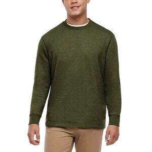 NWT Orvis Mens Crewneck shirt Olive Green Marled Long Sleeve Cotton Blend Med.